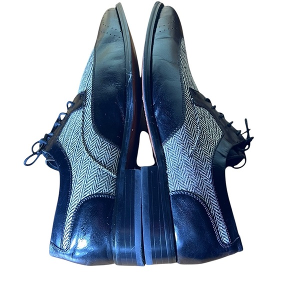 Giovanni 6484 Leather Wingtip Oxford Dress Shoes Black Tweed Men's Size 13 - Picture 5 of 14